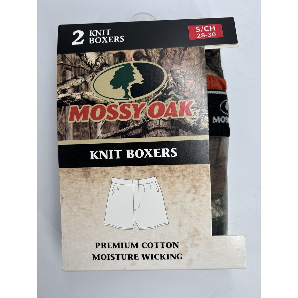 Mossy Oak Knit Boxers Men's Small Camo and Rust 2 Pack